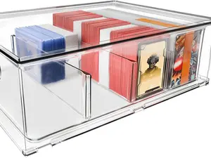 Clear Acrylic Game Card Storage Box, 1 Count Dustproof Anime Toploader Cards Display Box, Trade Card Box,Game Card Storage Organizer for Home Office, Home Card Sleeves Decor,Card Hobby Box,Trading Card Sleeve,Trading Card Toploaders