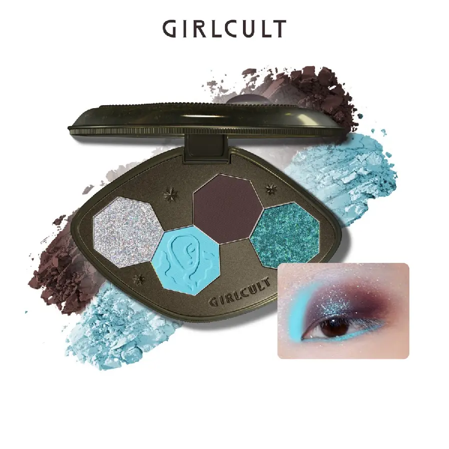 Girlcult 4-Color Eyeshadow Palette - Compact Makeup Eyeshadow with Matte-Shimmer Finish, Long-Lasting Vivid Colors, Variable Reflective High-End Glitter, Lightweight Powder Design for Everyday Wear & Evening Use