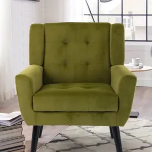 Tufted Upholstered Wide back Armchair
