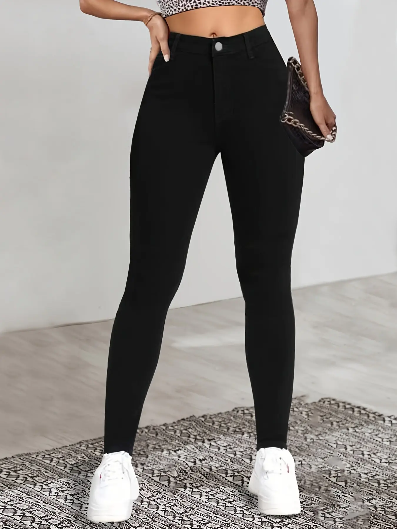 Women's Button Front Slim Skinny Casual Streetwear Jeans, Casual Comfortable Everyday Basic Fashion Denim Jeans, All Seasons Ladies Bottoms, Fitted Solid Design Pants, Womenswear