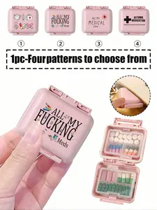 Mini 6-Grid Medicine Box, Portable Sealed Pill Storage Box, 6-Day Weekly Storage Box, Artistic Letter Design Of White Daisy, Travel Pill Organizer, Daily Pill Box, Medical Organizer