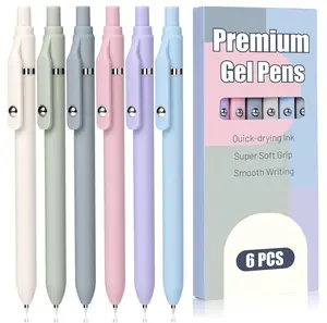 Gel Pens 6 Pcs – Smooth Writing No Bleed & Smear, 0.5mm Fine Point Black Ink Retractable Cute Aesthetic Pens for School & Office Supplies