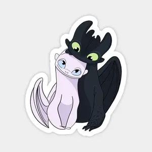 Cute Toothless Dragon Couple Sticker, Adorable Cartoon Dragon Love Sticker for Laptop, Water Bottle
