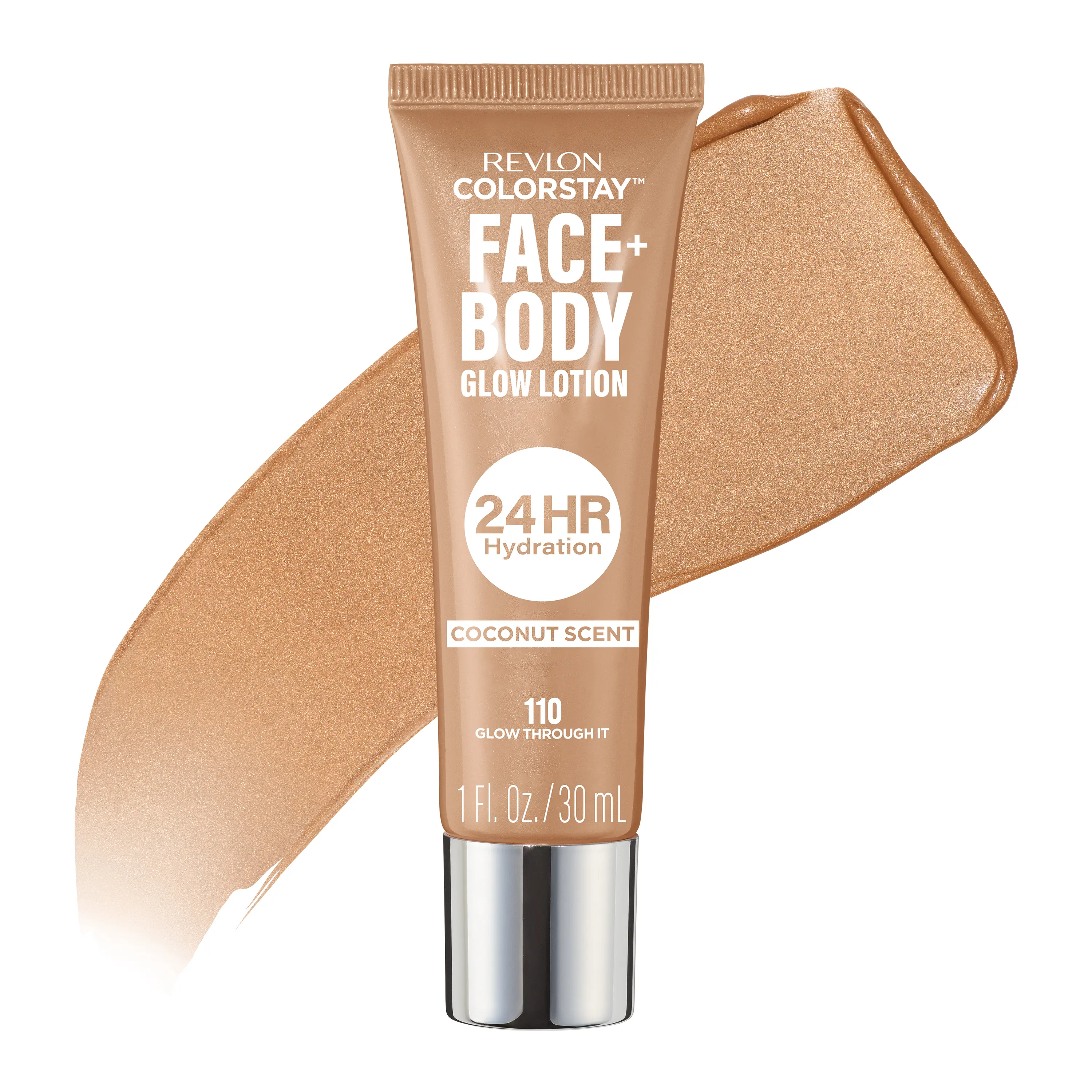 Revlon ColorStay Face + Body Glow Lotion, 24 HR Hydration, Coconut Scent Revlon ColorStay Face + Body Glow Lotion, 24 HR Hydration, Coconut Scent