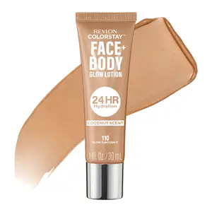 Revlon ColorStay Face + Body Glow Lotion, 24 HR Hydration, Coconut Scent