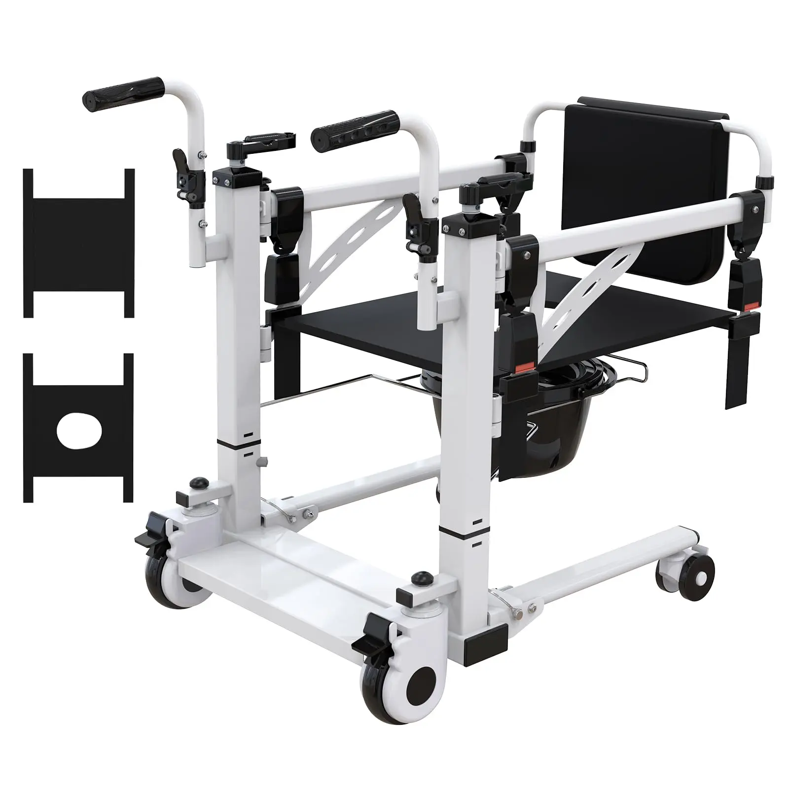 GARVEE Patient Lift Transfer Chair, Hoyer Lifts for Home Use, Patient Lift for Home,Bathroom Wheelchair with 180° Split Seat and Potty, Portable Elderly Lift Bedside Commode Chair