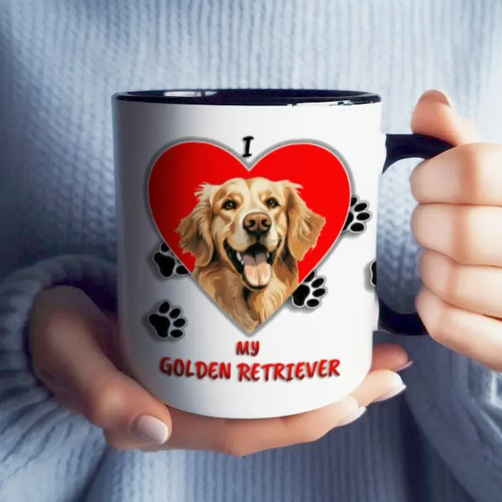 Create Your Own 15oz 'I Love My Dog' Mug - Featuring Your Golden Retriever's Name and Picture! - Perfect gift