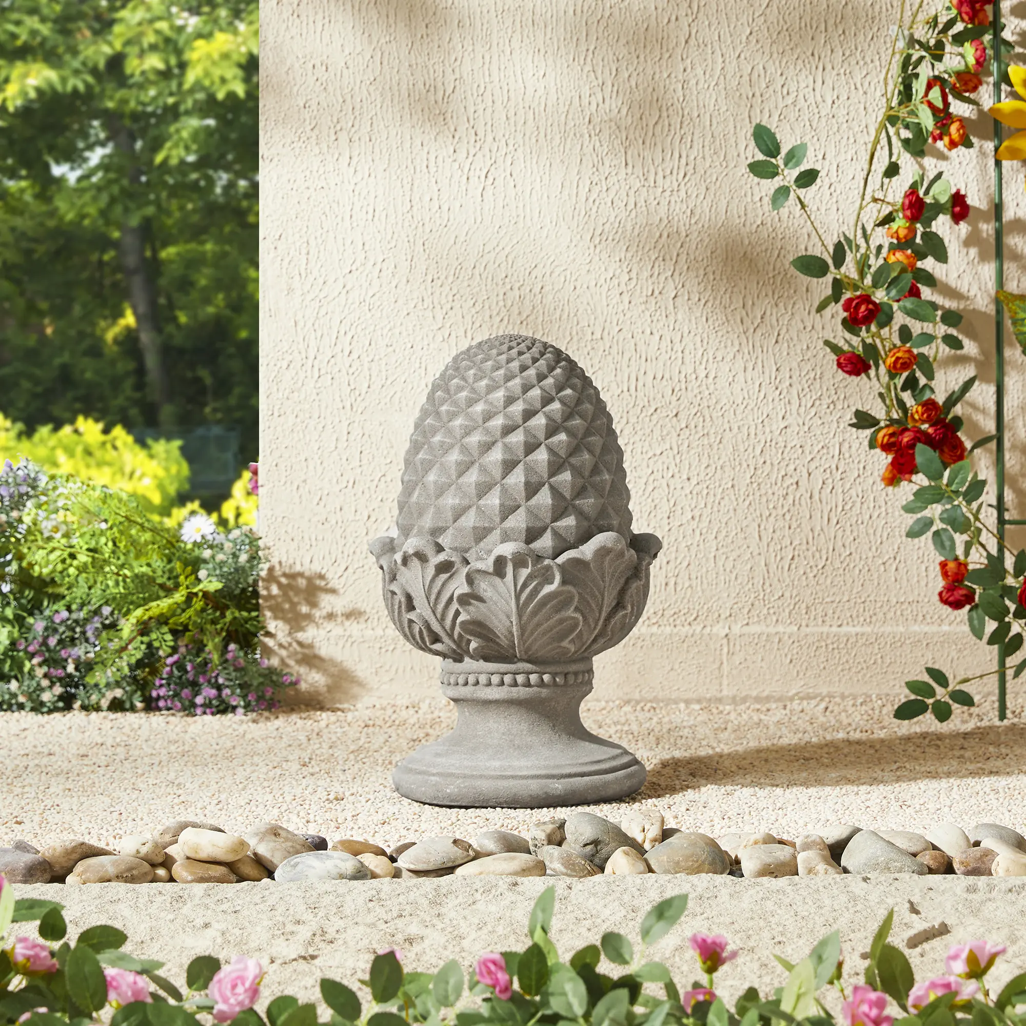 Glitzhome 16.5 in High-Quality MGO Artichoke Contemporary Art Statue, Home Decor Garden Figurine