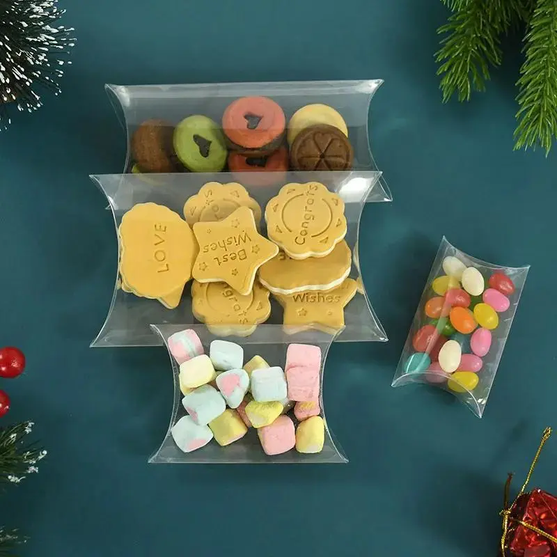 Transparent Pillow Shape Candy Box, Perfect for Weddings, Birthdays, Parties, Transparent PVC Packaging for Cookies and Gifts