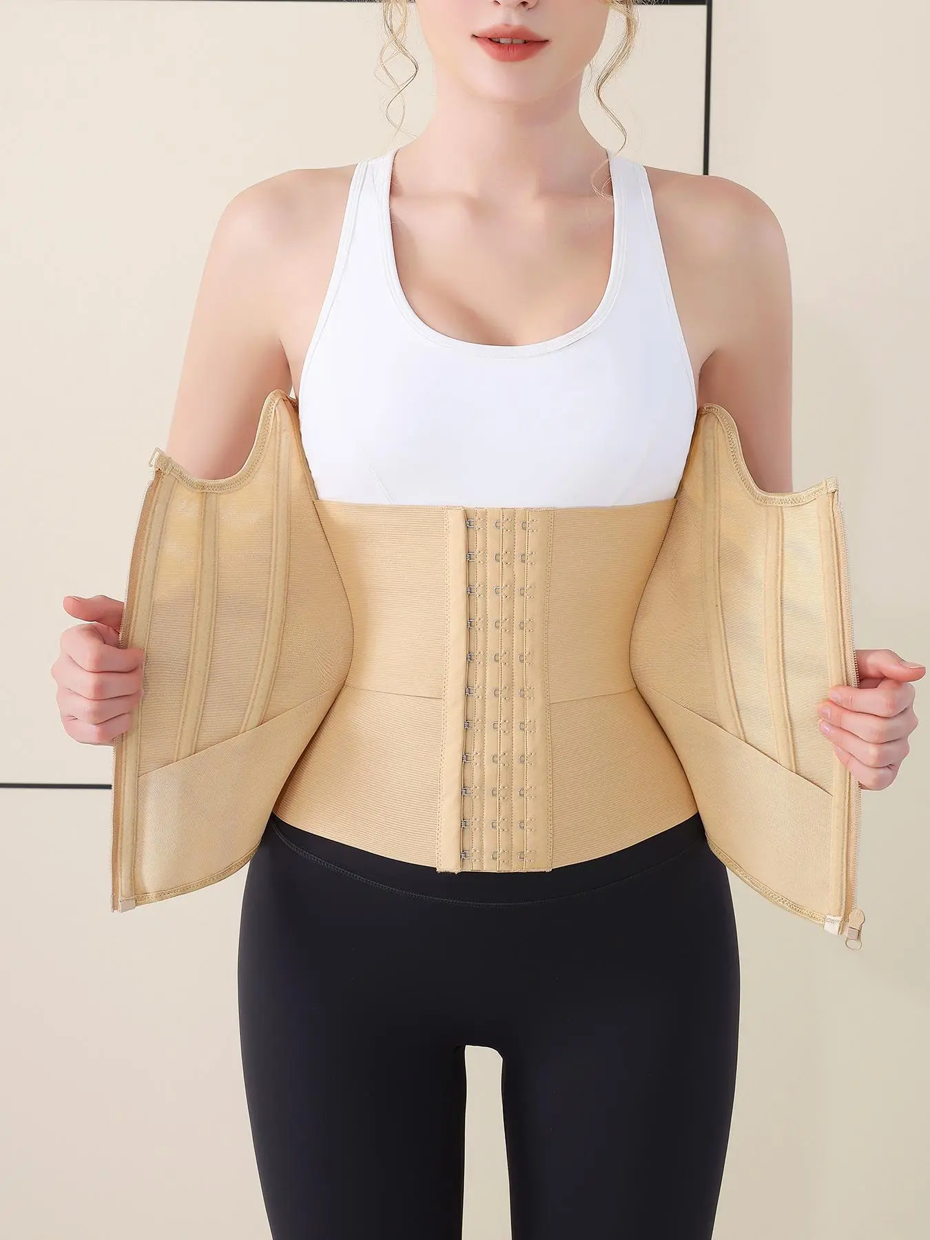 Women's Adjustable Hook & Eye Closure Waist Trainer, Breathable Firm Tummy Control Shaper, Waist Cincher for Daily Wear, Compression Shapewear, Abdomen Shapewear, Underwear, Lady