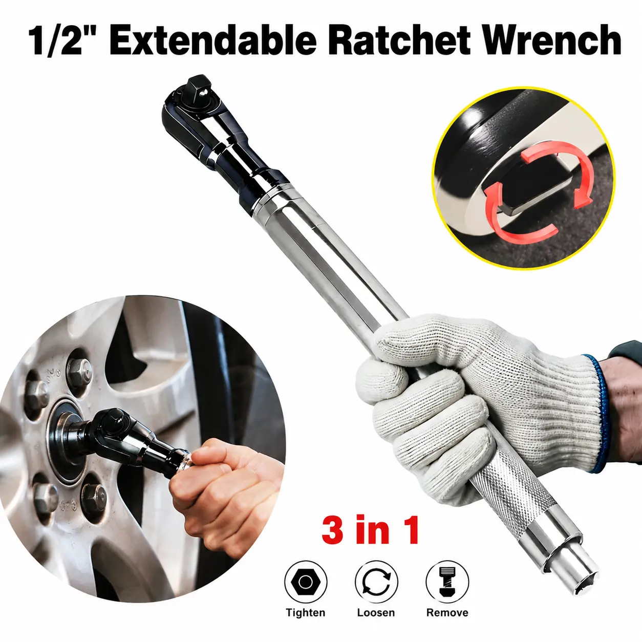 1/2in Wrench Extend Rod, Ni Cr Alloy Steel Multifunctional Universal Wrench Extender, Compact Size and Lightweight Design, for Fastening Tasks,TikTokShopBlackFriday