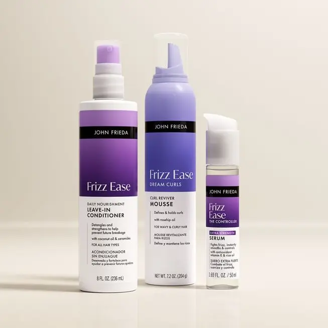 John Frieda Complete Curl Bundle, Daily Nourishment Leave-In Conditioner, Extra Strength Serum, Curl Reviver Mousse