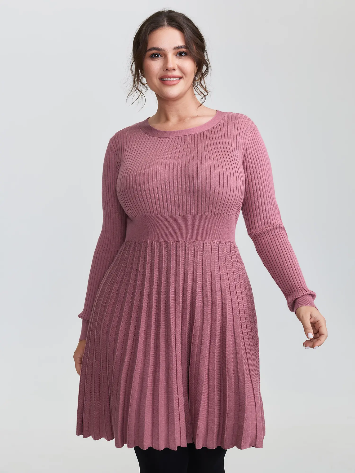 BloomChic Lady's DustyPink Short Knit Tunic, Casual Wear with a Round Neck and Tie-Knot Cut-Out Detail
