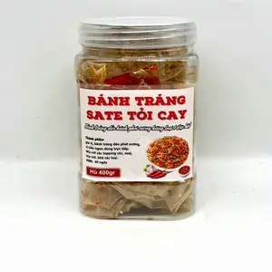 Bánh Tráng Dẻo Sate Tỏi Cay 400g-Authentic Vietnamese Rice Paper Mixwith Chili & Garlic Oil 14.1oz Ready-to-use No Additional Seasoning Required