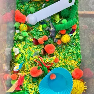 Sensory Bin Filler Dinosaur Colored Rice Play Kit for Kids Interactive Learning & Hand Eye Coordination Development