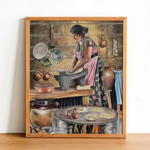 [UNFRAMED] Cocinando con Amor Art Print, Mexican wall art, Mexican art, latin art, Mexican kitchen decor, mexican decor, mexican gifts, Latina Power