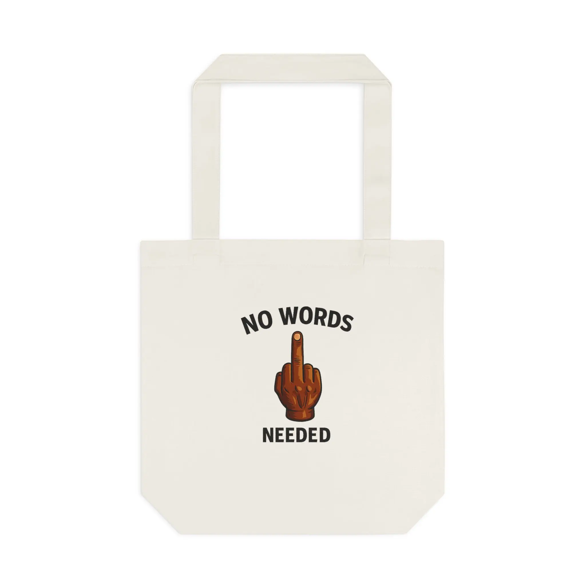 No Words Needed Middle Finger Canvas Tote Bag
