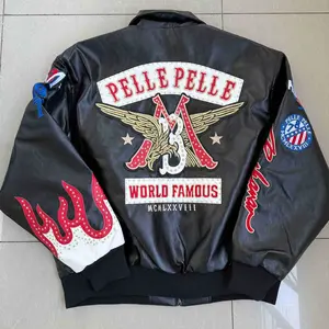 Eagle embroidery on the back 1978 hip-hop flight suit jacket leather jacket
