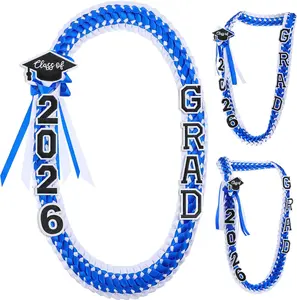 2026 Graduation Leis Class of 2026 Grad Ribbon Money Lei Handmade Double Braided Necklace for Graduation Gifts Supplies