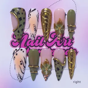 Delicatething Acrylic Nails Set, Acrylic Fake Nails, Acrylic Nail Extensions, Y2K Style Long Sharp Tips, Handmade French Design, Includes Jelly Glue, Crystal Stick, File, Nail Art Design, Nail Art Supplies