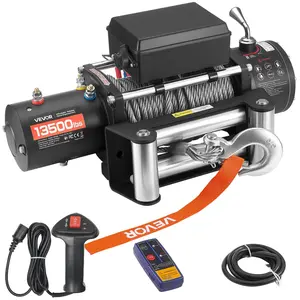 VEVOR Electric Winch, 13500 lbs Load Capacity, 12V DC Truck Winch with Φ3/8 in x 80 ft Steel Rope, Wireless & Wired Remote Control, IP55 Waterproof for Towing SUV Jeep Trailer Boat Off-Road Vehicle