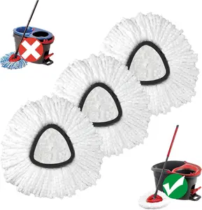 (Fit 1-Tank System Only) Mop Replace Head, 3 Pack Spin Mop Replacement Head Easywring 1-Tank System, Easy Cleaning, Microfiber, Machine Washable Absorbent Reusable