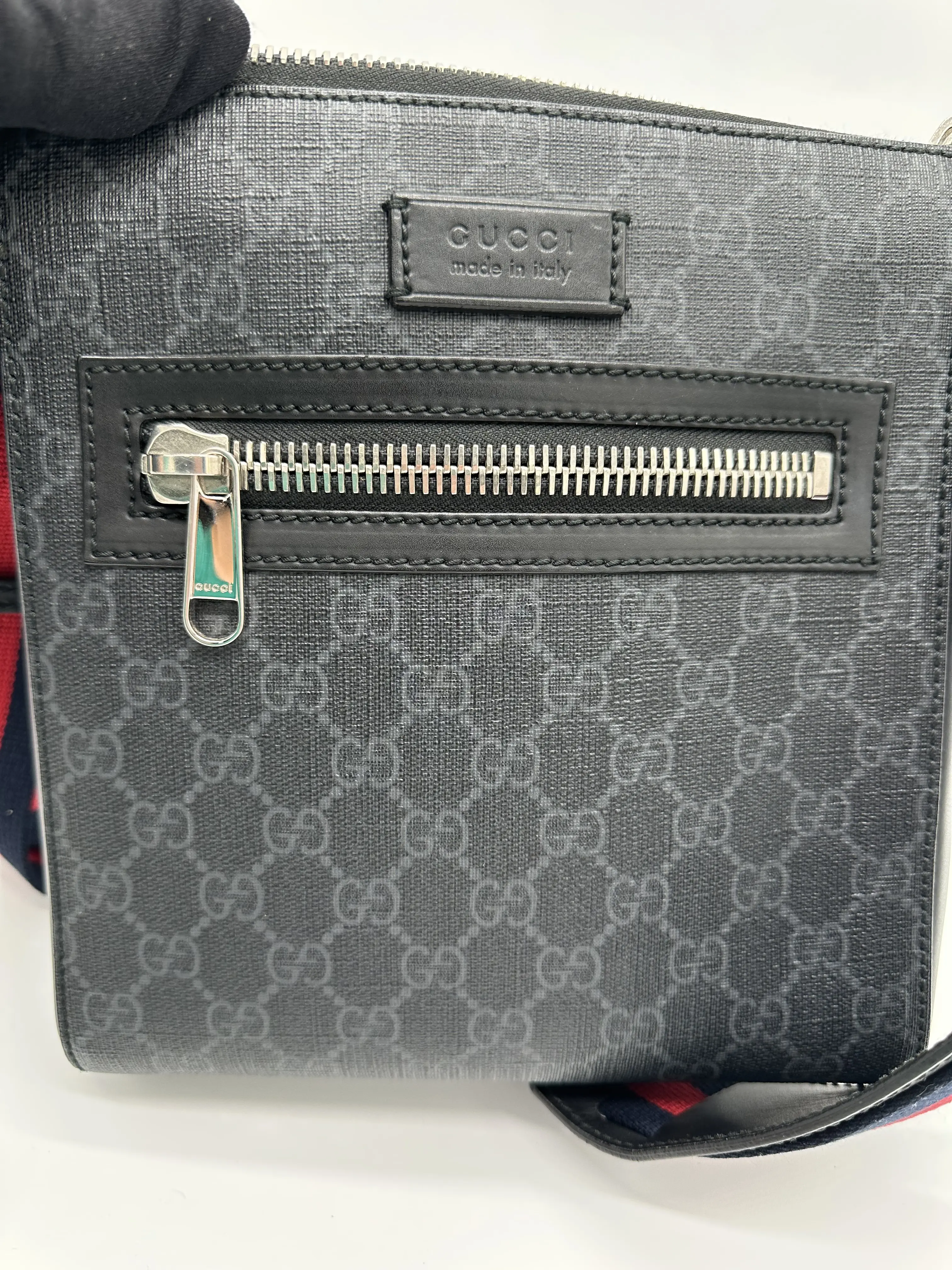 Pre-owned GUCCI Supreme Canvas and Leather Crossbody Bags Unisex Crossbody Bag with Adjustble Strap