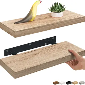 Ballucci 16" W x 6" D Floating Shelves - Set of 2 - Natural Oak