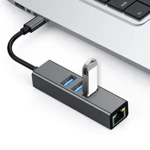 3-in-1 USB 3.0 HUB with Gigabit Ethernet Converter, Portable USB HUB, Multiport Adapter Compatible with Smartphones & Laptops
