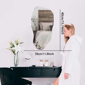 Asymmetrical Wall Mirror Frameless Abstract Wavy Design Polished Edges for Bathroom Vanity Hallway Entryway Living Room Decor