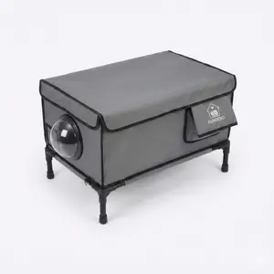 Outdoor Four-Season Bite-Resistant Anti-Break Heated Cat House, 100% Waterproof, Equipped with Safety Escape Door and Transparent Viewing Window, Fully Enclosed Insulated Outdoor Cat Shelter with Heated Pad, Ideal for Barn Stray Cats and Kittens