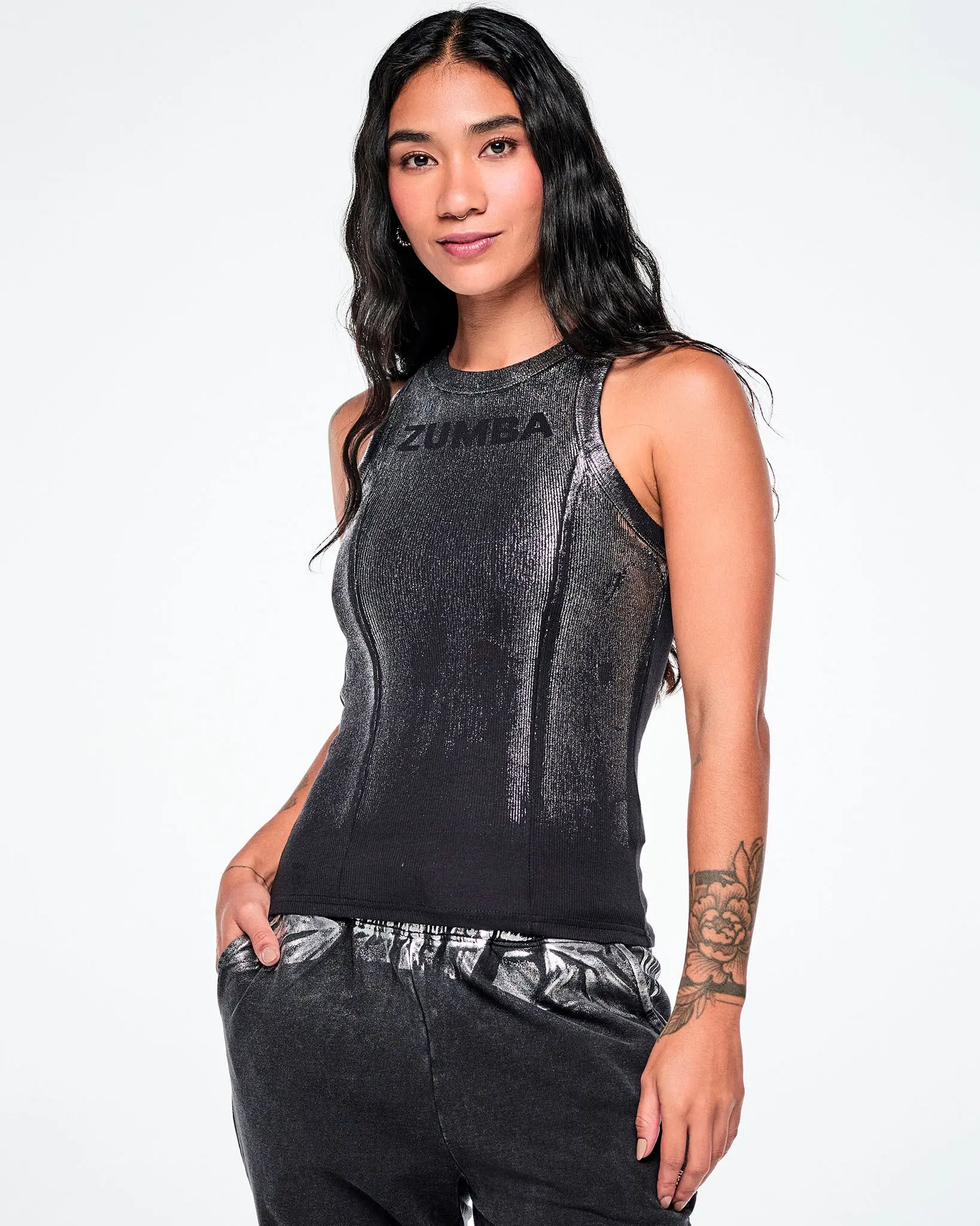Rock 'n' Roll Fitted High Neck Rib Tank