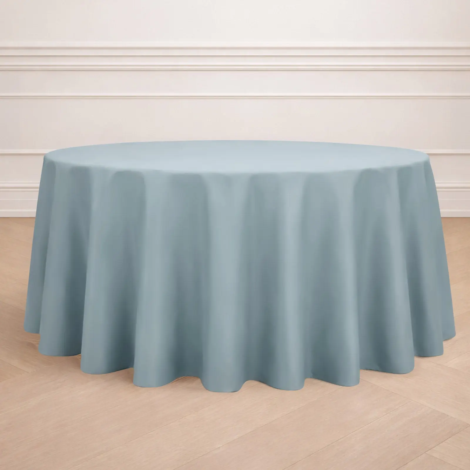 Dusty Blue 120" Polyester Circular Tablecloth - Durable, Seamless Picnic Table Cover for Outdoor Furniture, Casual, Birthday, Wedding, Thanksgiving Occasions, Outdoors