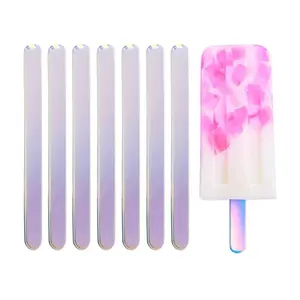 50 Pieces Acrylic Popsicle Sticks 4.5 Inch Reusable Mirror Ice Cream Sticks Colored Acrylic Ice Pop Sticks for DIY Ice Cream, Candy, Cake, Party Favor