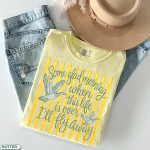 Comfort Colors I'll Fly Away Jesus Inspirational Church Transparent God Shirt, Christian Lord Jesus Trendy Hand Drawn Watercolor Duck Oh Glory Trendy Preppy