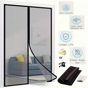 Self-Sealing Heavy-Duty Screen Door Mesh Partition, Hands-Free Design, Bug-Proof & Pet/kid-Friendly, Available in Two Sizes