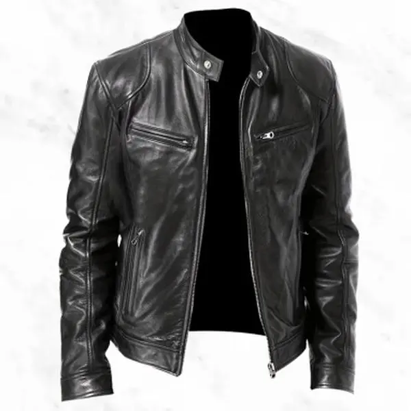 Men's Black Leather Jacket Vintage Cool Street Fashion Item with Classic Design and Stylish Look Casual Menswear Coats Streetwear Vibe Long Sleeve Plain Tops Beige Tops Beige summervibes☀️