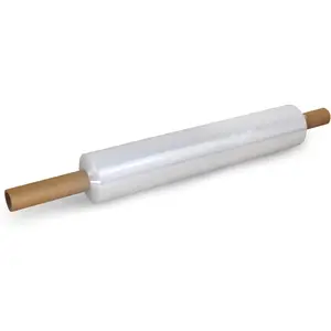 IDL Packaging 20" x 1000' Hand Stretch Wrap Roll of 80 Gauge with Extended Cardboard Handles (1 Roll) - Extra Sticky Clear Plastic Wrap Film - Pallet Wrap Stretch Film for Packing, Shipping & Moving