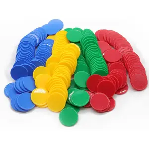 Set of 100 1 Inch Opaque Plastic Learning Counters Mini Poker Chips Game Tokens with Storage, Box Box not included