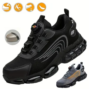 Men's steel-toe sports non-slip work shoes,Steel Toe Protection,Anti-Slip EVA Sole,Elastic Closure,All-Season Comfort & Casual Style