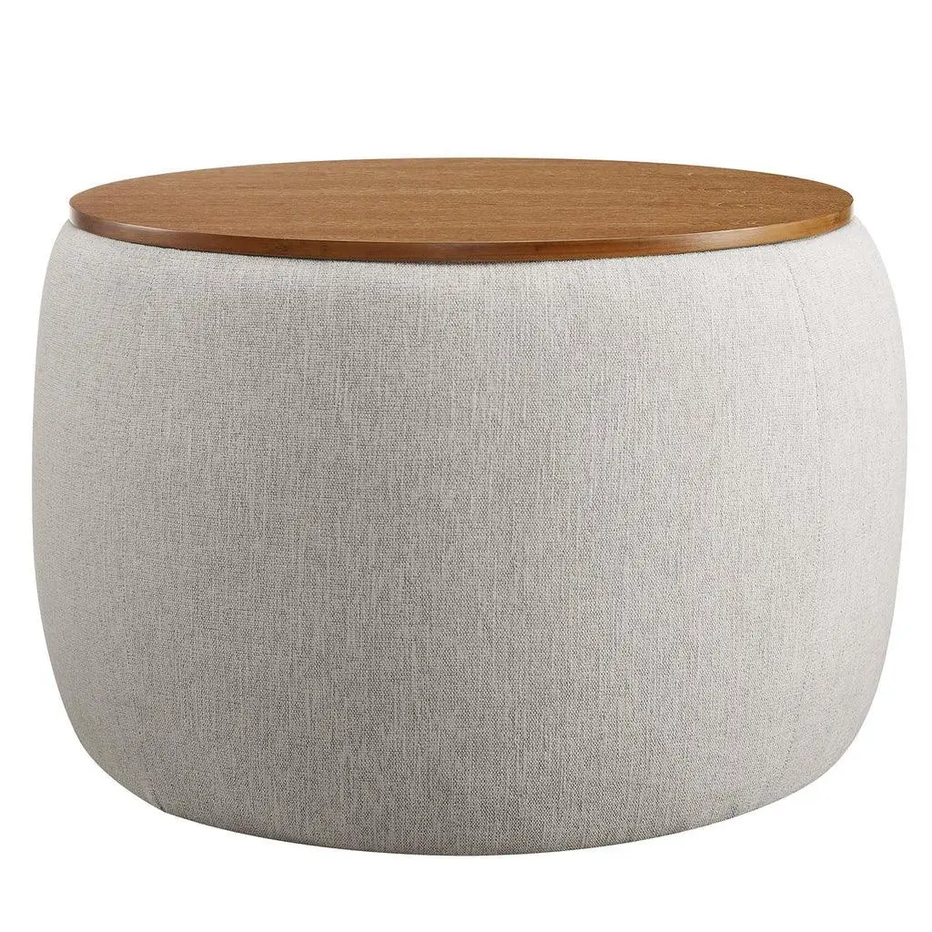 Modway Perla Woven Heathered Fabric Upholstered Storage Ottoman