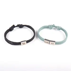 Personalizable Fish Symbol Braided Bracelet, Adjustable Paracord Wristband with Customizable Engraved Charm, Religious & Minimalist Style