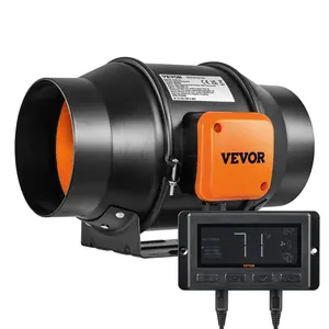 【FathersDayGift】 VEVOR Inline Duct Fan, 6-Inch 402 CFM with Temperature Humidity Controller, Quiet EC-motor Ventilation Exhaust Fan for Cooling Booster, Grow Tents, Hydroponics