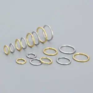6/8/10/12mm Unisex Real S925 Sterling Silver Solid Hinged Segment Hoop Ring Sleeper Lip Nose Ear Piercing Earring