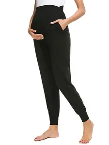 Black Summer Casual Versatile Sports Maternity Yoga Pants