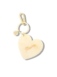 Hand-Painted Mama Heart Acetate Bag Charm + Keychain | Eco-Friendly: Cream