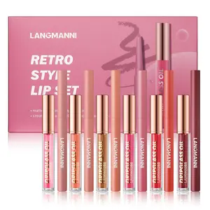 Long Lasting Hydrating Lip Oil & Lip Liner Set, Lippie Pencil Kit, 6pcs Moisturizing Lip Gloss & 6pcs Lip Liner, Glossy Lip Glaze Stick for Girls & Women, Makeup