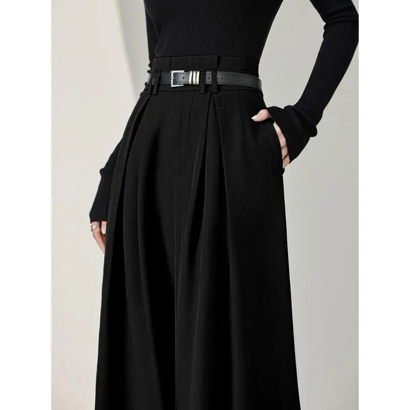 Solid Belted Pleated Wide Leg Pants Solid Belted Pleated Wide Leg Pants