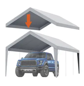 Carport Canopy Cover 12x20 ft - Heavy Duty Waterproof Replacement Top Top Tarpaulin with Edges Gray