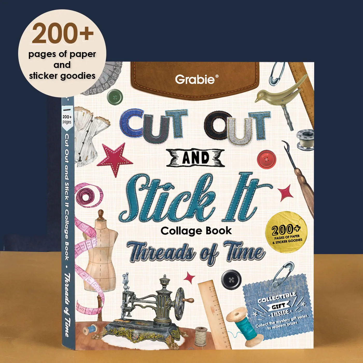 Grabie 200+ Pages Threads of Time Collage Activity Book, Vintage Scrapbook, Die-Cut Stickers, Craft Paper, Double-Sided Smooth Writing Paper, Pre-Print Cut Outs for Journaling, Handmade Cards (DealsForYouDays)